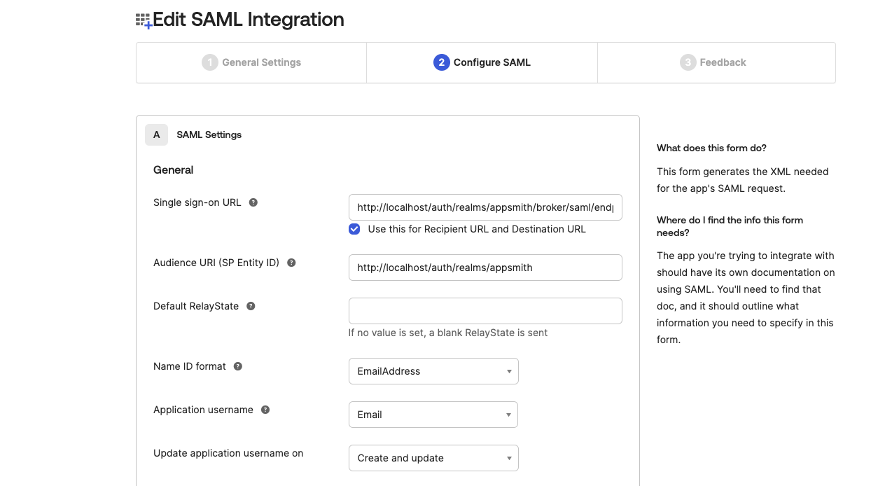 SAML configurations